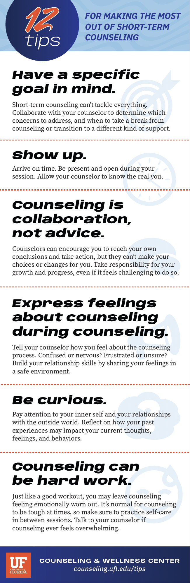 Image cover of 12 Tips for making the most out of short-term counseling flyer.
